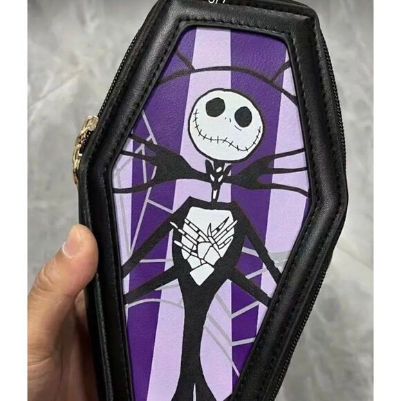 New! Jack Skellington Coffin Crossbody Shoulder Bag with Strap Vegan Leather - Picture 1 of 5